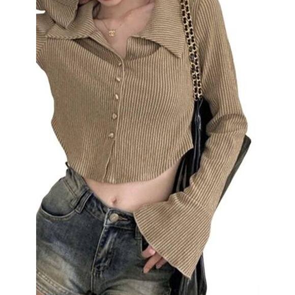 Collared button Up Bell Sleeve Top | Size 8-10 | Commense - Picture 1 of 5